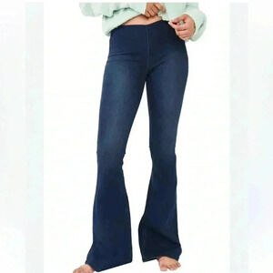 FREE PEOPLE PENNY PULL ON ELASTIC WAIST FLARE JEANS BOOTCUT SIZE 27